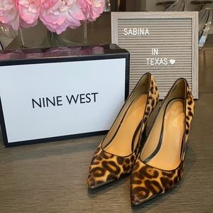 Nine West leopard print, genuine fur & leather